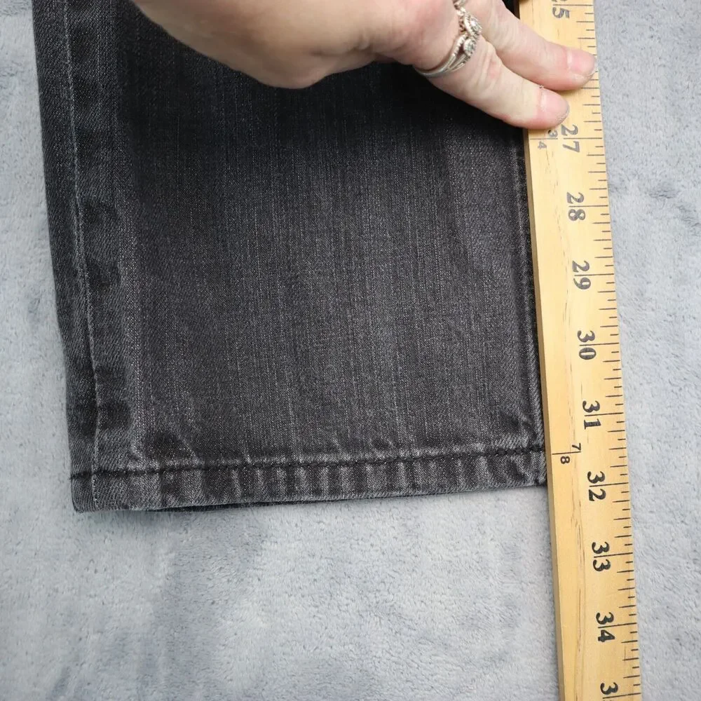 Perry Ellis Jeans Mens 34 Black Straight Mid Rise Cotton Pocket Zip Denim Pants